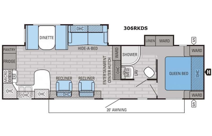 Representative floor plan provided by a trusted RVshare partner.