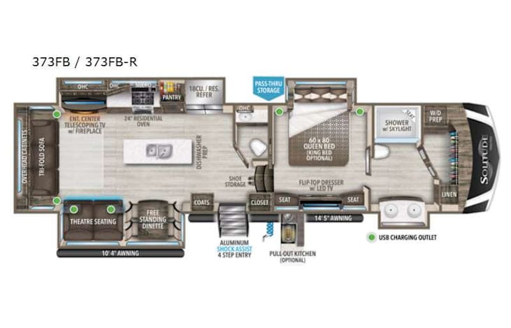 Representative floor plan provided by a trusted RVshare partner.