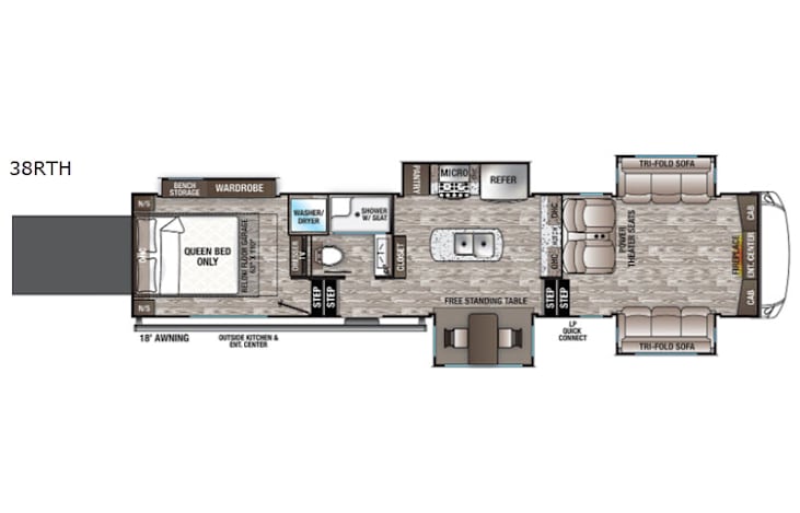 Representative floor plan provided by a trusted RVshare partner.