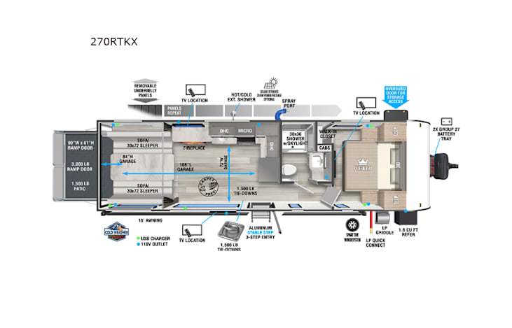 Representative floor plan provided by a trusted RVshare partner.
