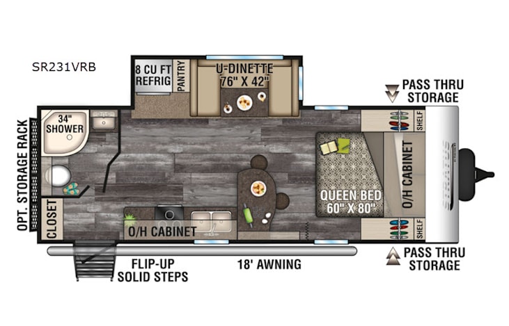 Representative floor plan provided by a trusted RVshare partner.