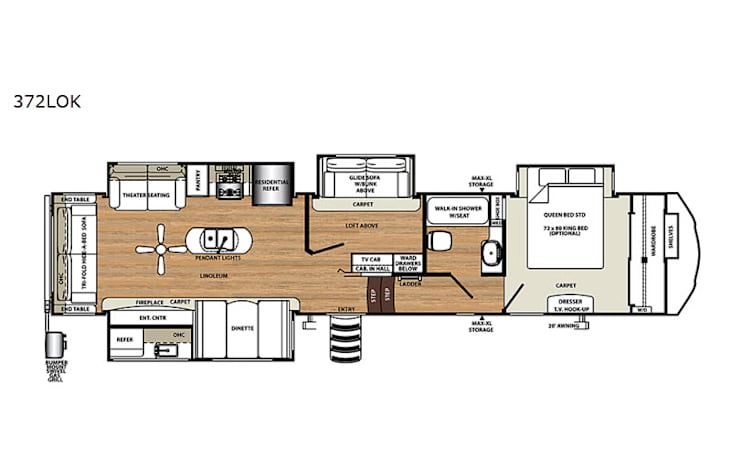 Representative floor plan provided by a trusted RVshare partner.