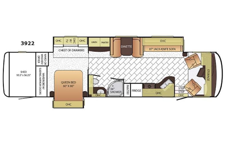 Representative floor plan provided by a trusted RVshare partner.
