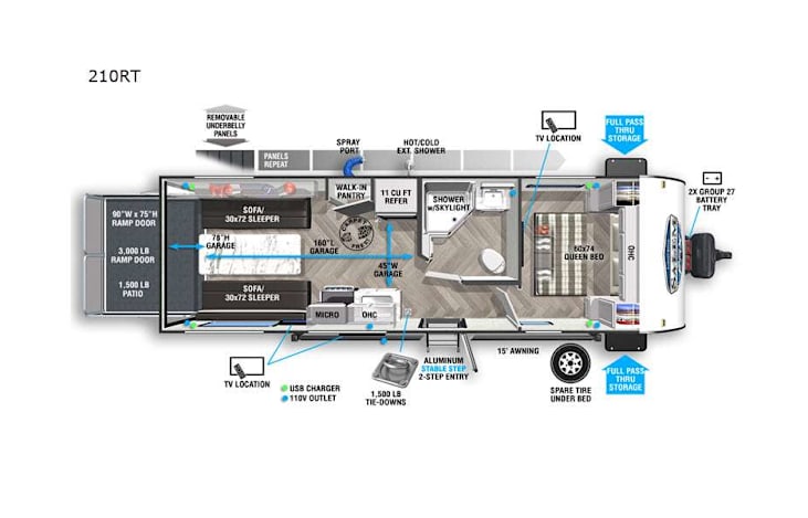 Representative floor plan provided by a trusted RVshare partner.