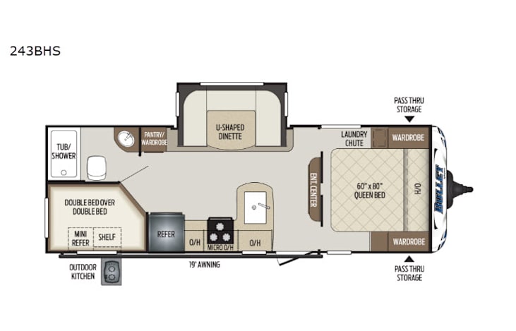 Representative floor plan provided by a trusted RVshare partner.