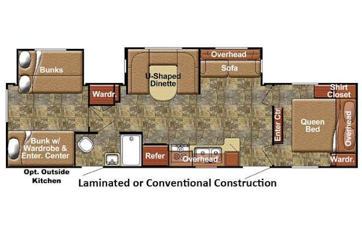 Representative floor plan provided by a trusted RVshare partner.