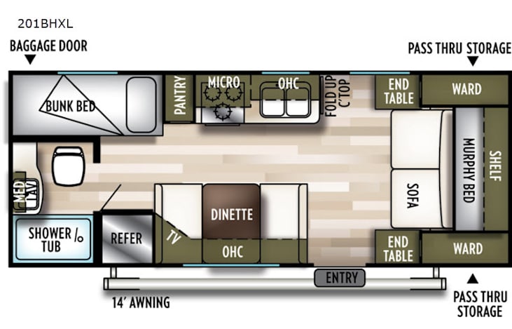 Representative floor plan provided by a trusted RVshare partner.