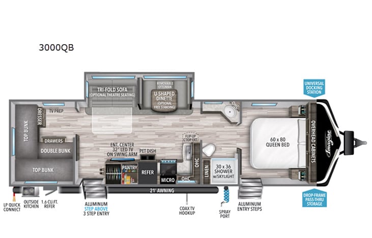 Representative floor plan provided by a trusted RVshare partner.