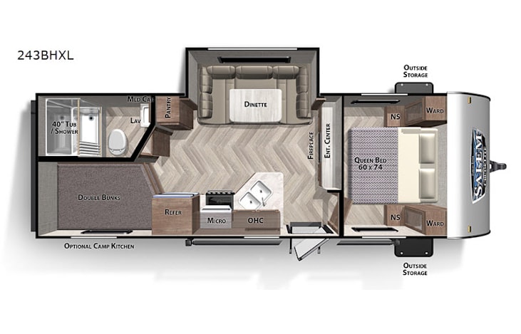 Representative floor plan provided by a trusted RVshare partner.