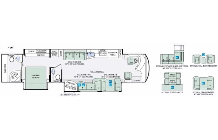 Representative floor plan provided by a trusted RVshare partner.