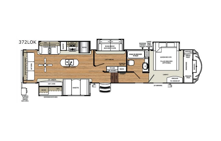 Representative floor plan provided by a trusted RVshare partner.
