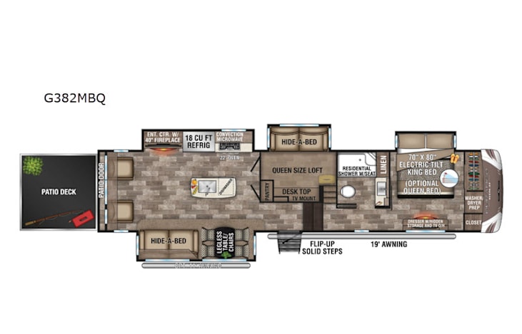 Representative floor plan provided by a trusted RVshare partner.