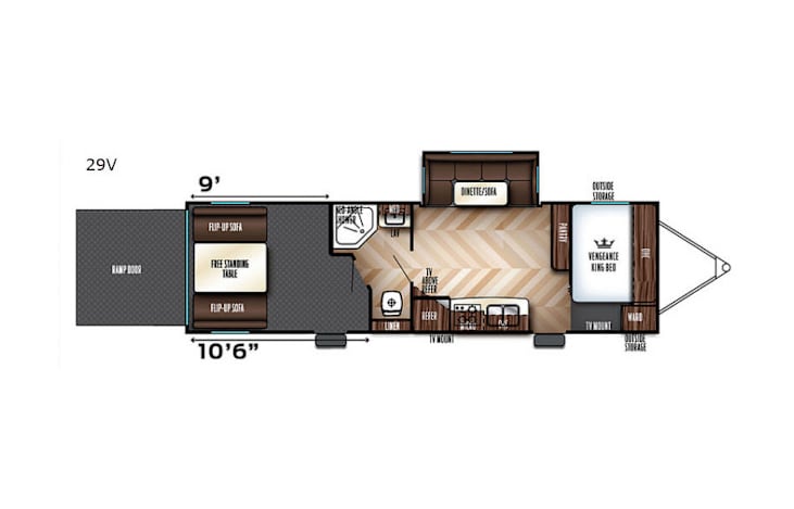 Representative floor plan provided by a trusted RVshare partner.