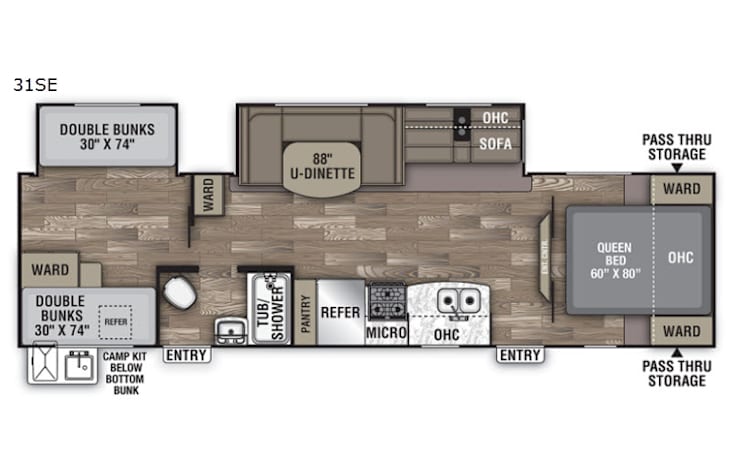 Representative floor plan provided by a trusted RVshare partner.