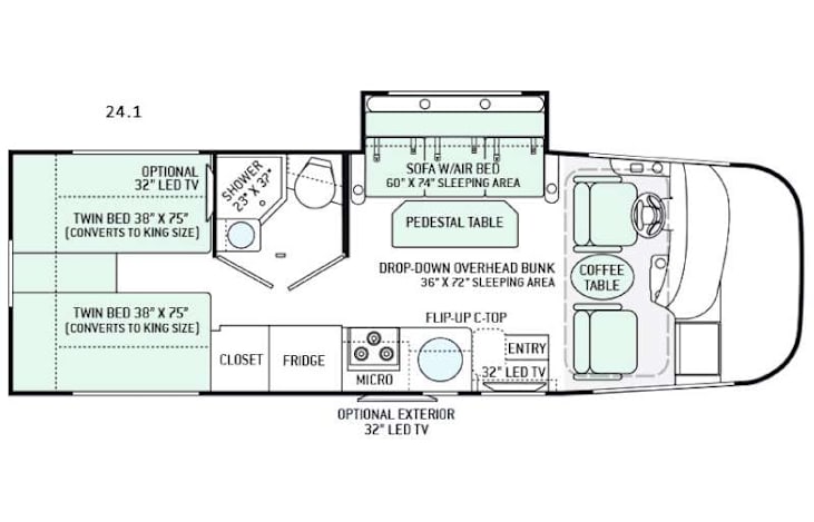 Representative floor plan provided by a trusted RVshare partner.