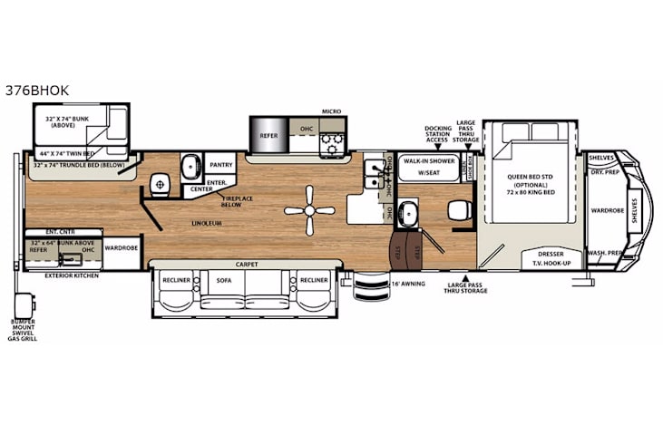 Representative floor plan provided by a trusted RVshare partner.