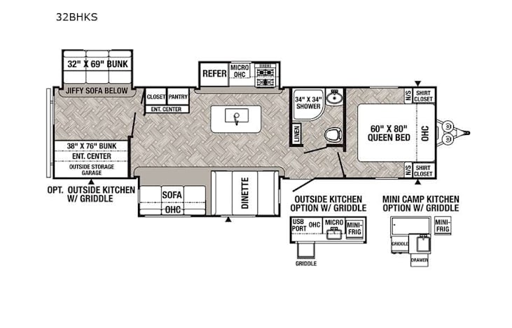 Representative floor plan provided by a trusted RVshare partner.