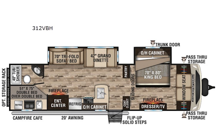 Representative floor plan provided by a trusted RVshare partner.