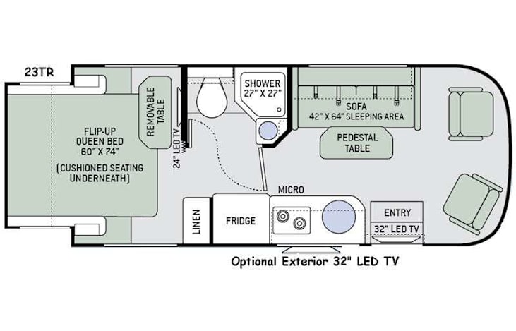 Representative floor plan provided by a trusted RVshare partner.