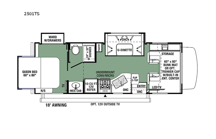 Representative floor plan provided by a trusted RVshare partner.