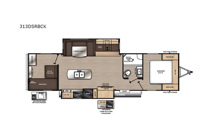Representative floor plan provided by a trusted RVshare partner.