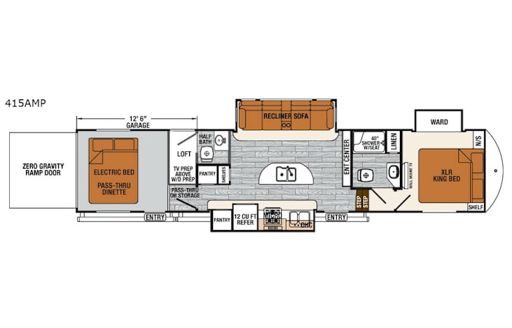 Representative floor plan provided by a trusted RVshare partner.