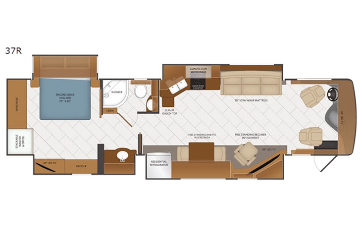 Representative floor plan provided by a trusted RVshare partner.