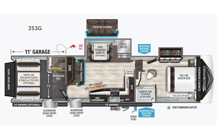 Representative floor plan provided by a trusted RVshare partner.
