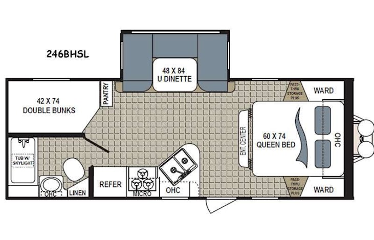 Representative floor plan provided by a trusted RVshare partner.