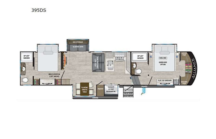 Representative floor plan provided by a trusted RVshare partner.