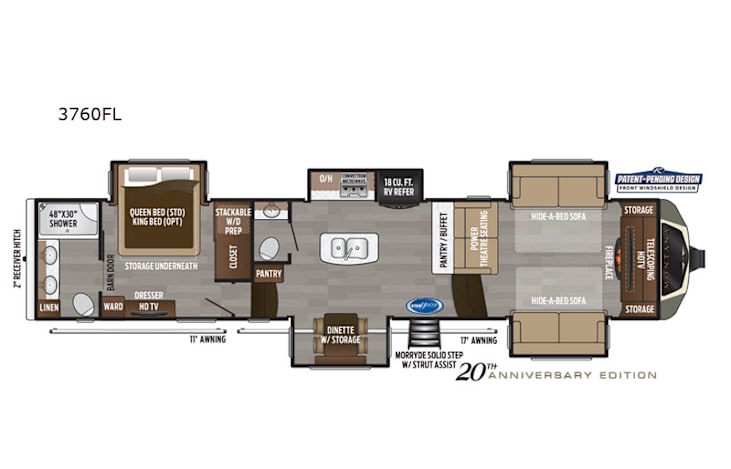 Representative floor plan provided by a trusted RVshare partner.