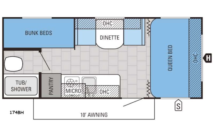 Representative floor plan provided by a trusted RVshare partner.