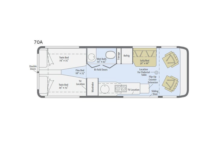 Representative floor plan provided by a trusted RVshare partner.
