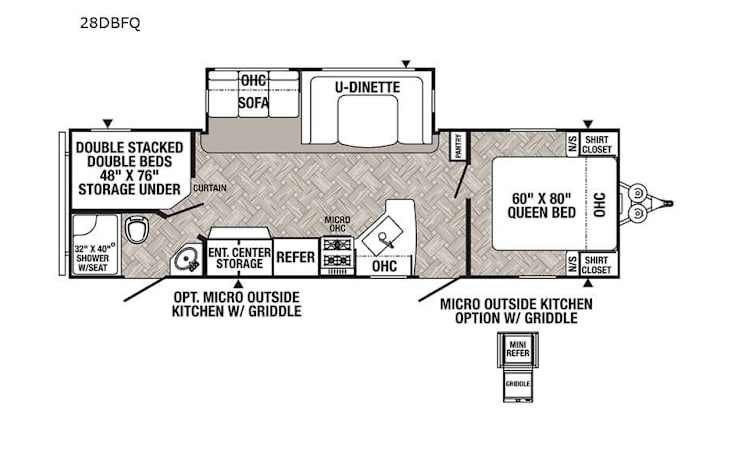Representative floor plan provided by a trusted RVshare partner.