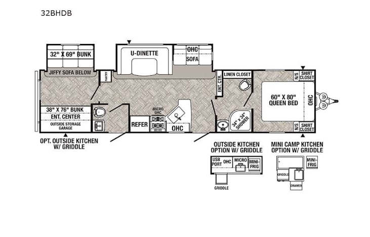 Representative floor plan provided by a trusted RVshare partner.