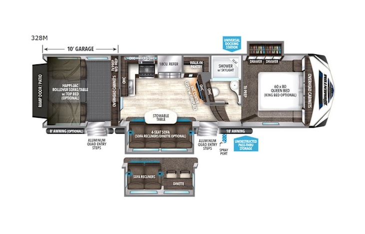 Representative floor plan provided by a trusted RVshare partner.