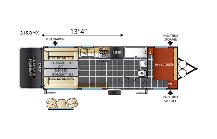 Representative floor plan provided by a trusted RVshare partner.