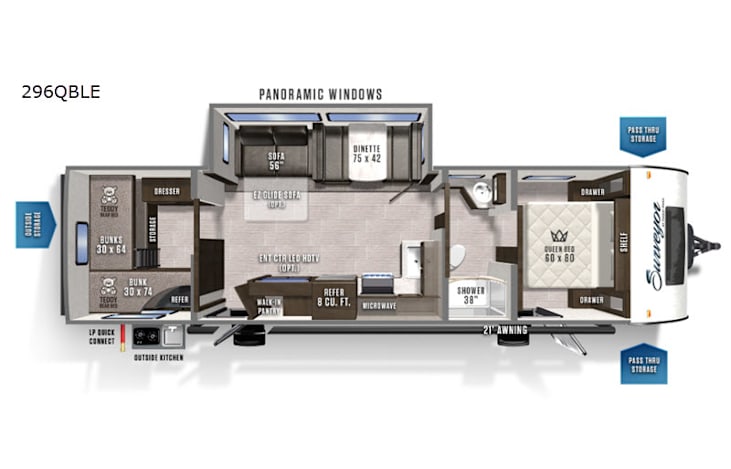 Representative floor plan provided by a trusted RVshare partner.