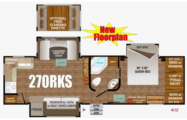 Representative floor plan provided by a trusted RVshare partner.