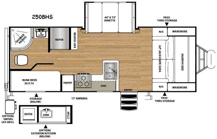 Representative floor plan provided by a trusted RVshare partner.