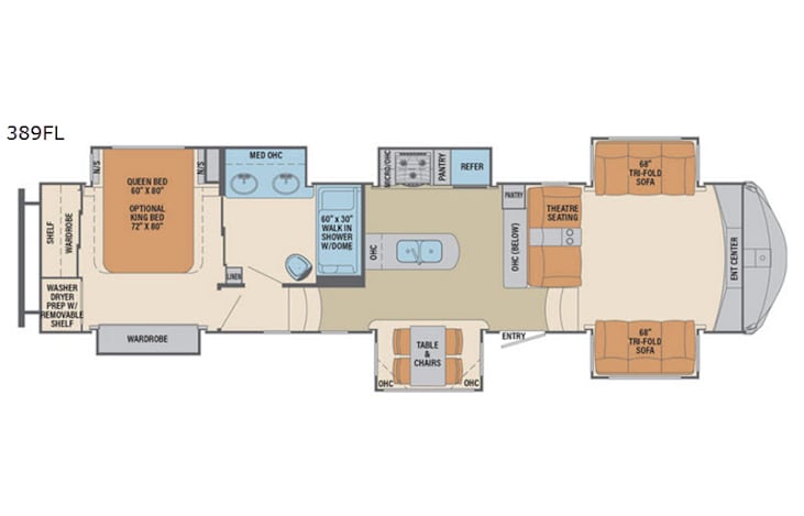 Representative floor plan provided by a trusted RVshare partner.