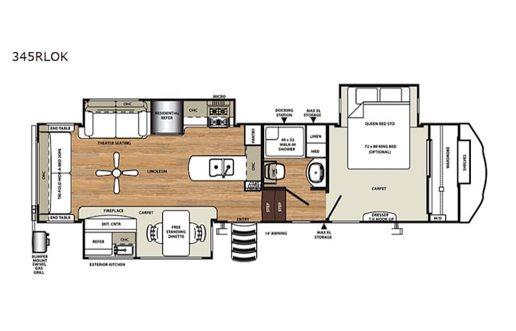 Representative floor plan provided by a trusted RVshare partner.