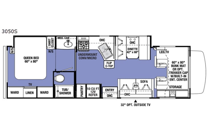 Representative floor plan provided by a trusted RVshare partner.