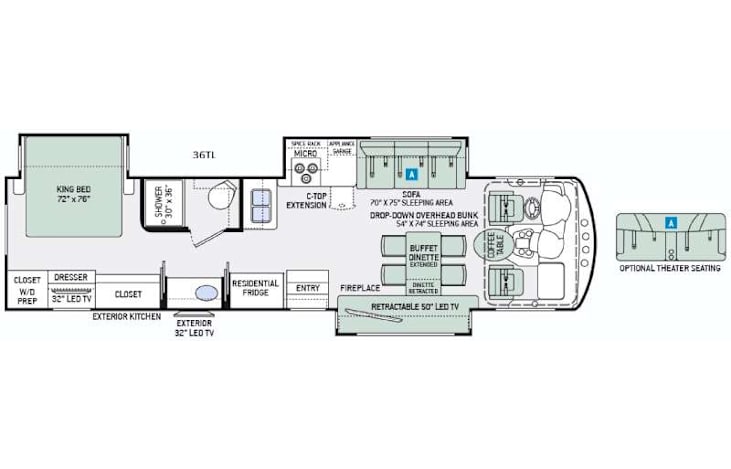 Representative floor plan provided by a trusted RVshare partner.