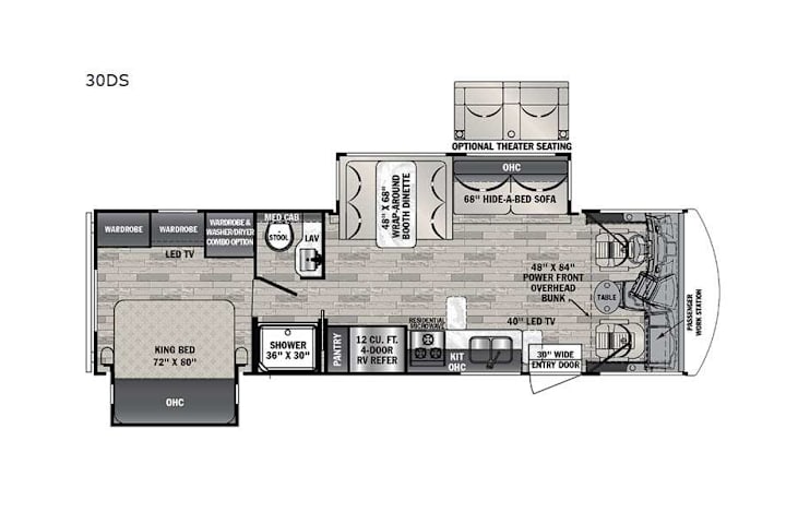 Representative floor plan provided by a trusted RVshare partner.