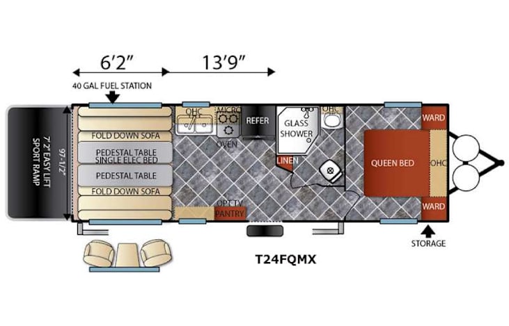 Representative floor plan provided by a trusted RVshare partner.