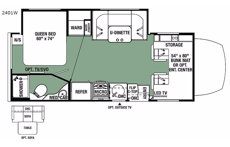 Representative floor plan provided by a trusted RVshare partner.