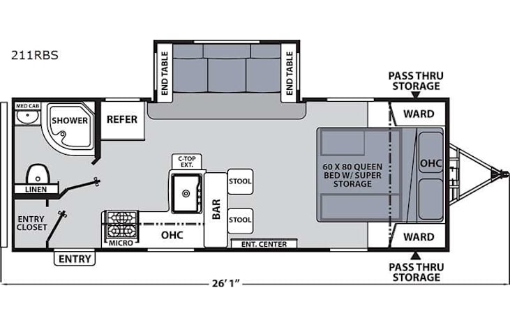 Representative floor plan provided by a trusted RVshare partner.