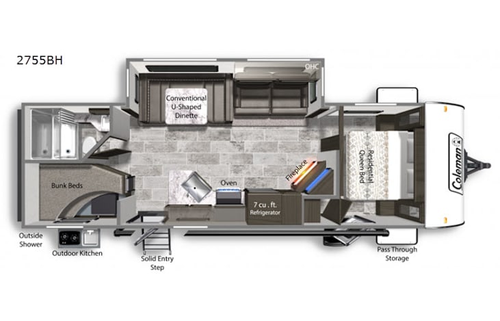 Representative floor plan provided by a trusted RVshare partner.