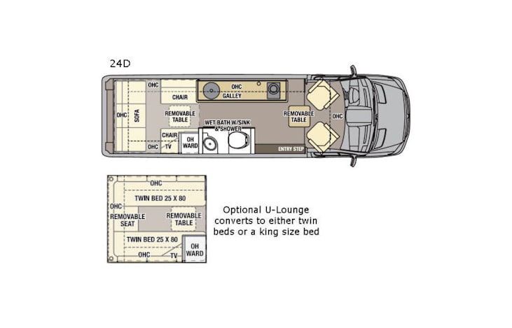 Representative floor plan provided by a trusted RVshare partner.
